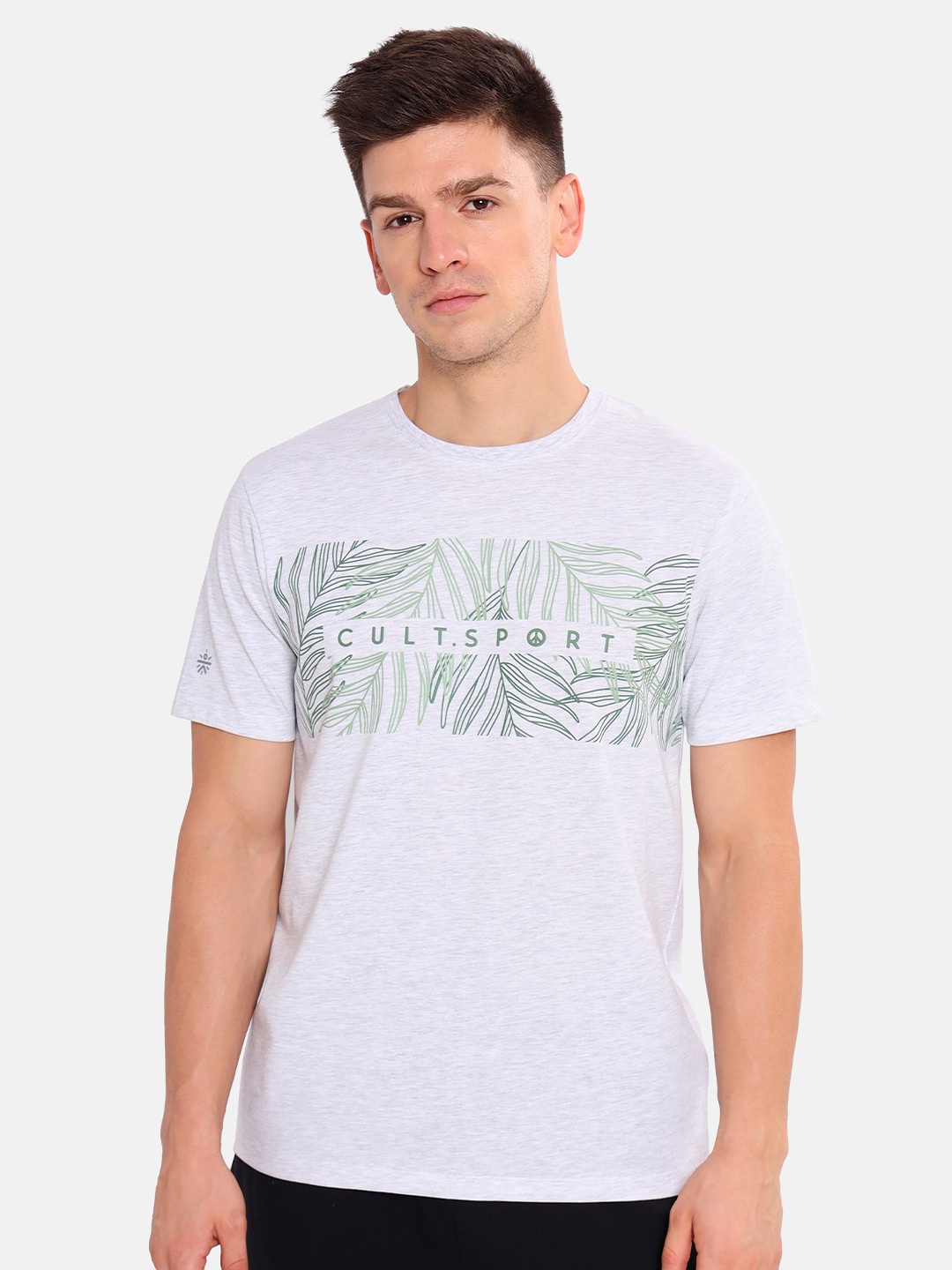 

CULT Graphic Print Yoga T-shirt, Grey