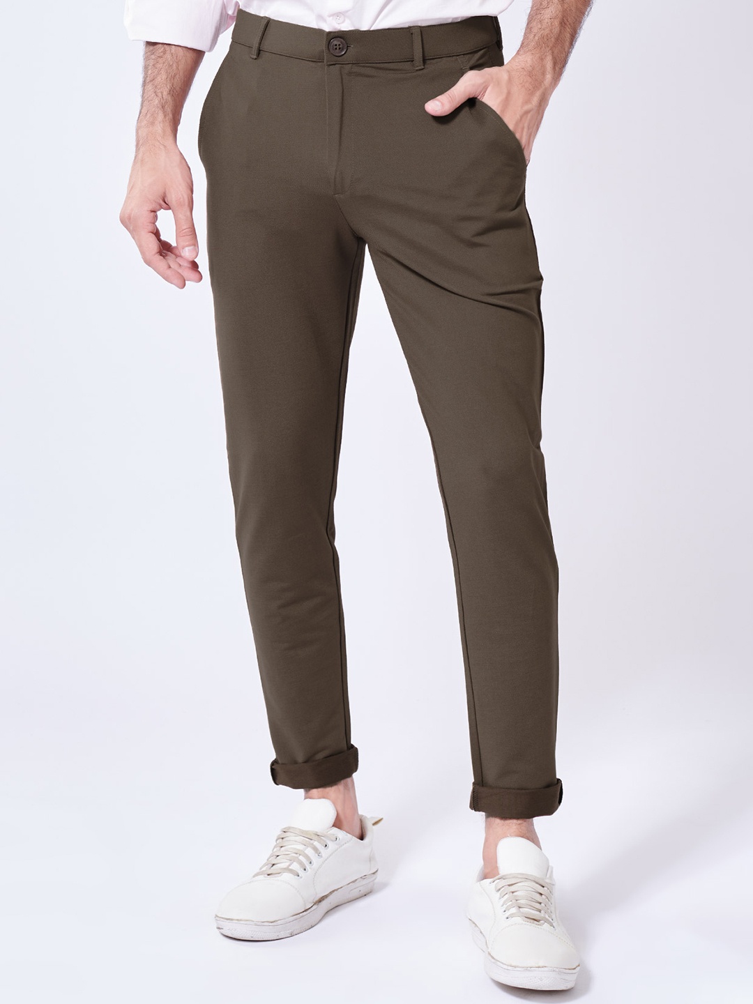 

Beyours Men Comfort Mid-Rise Trousers, Khaki