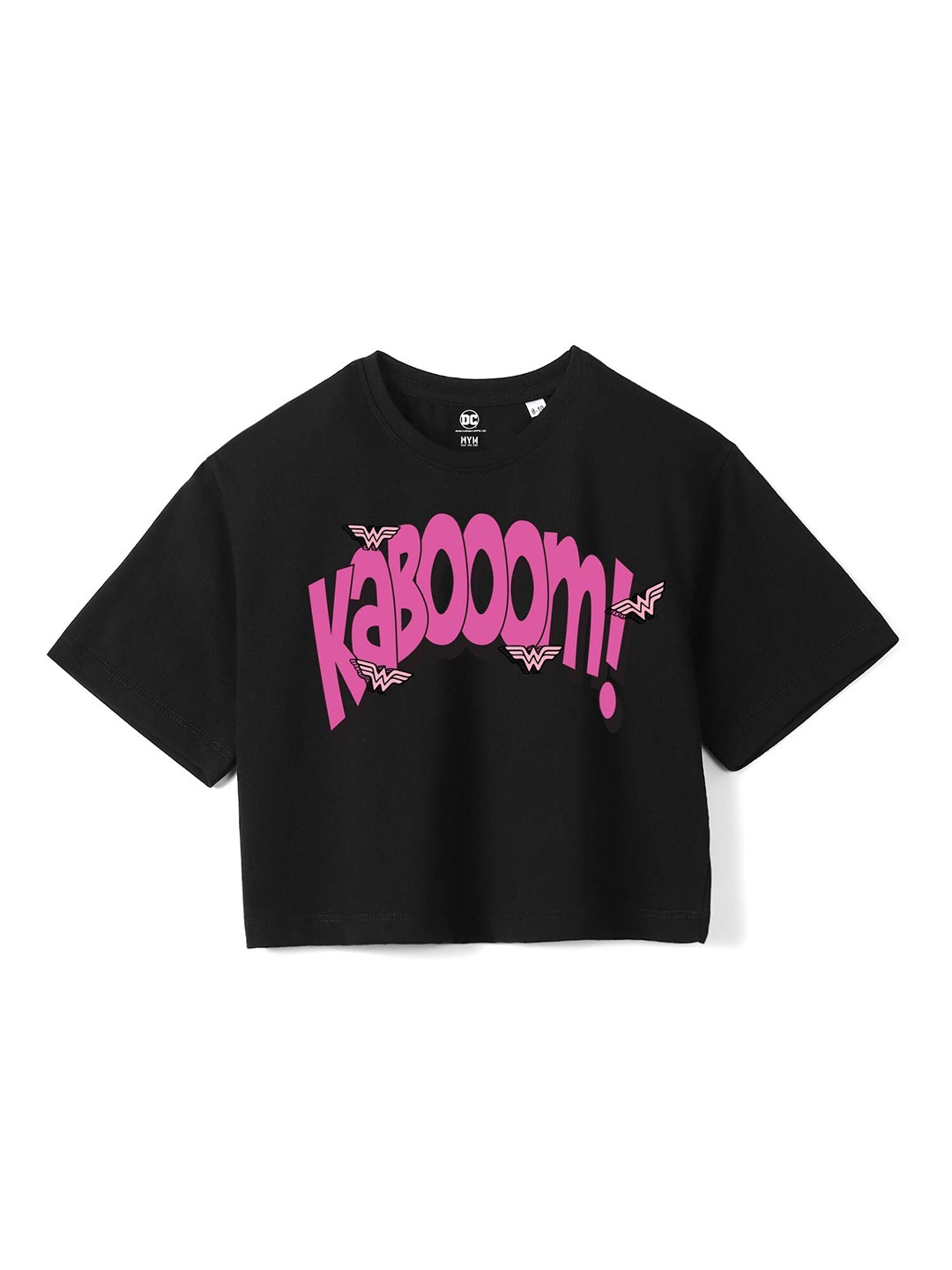 

Wear Your Mind Girls Typography Printed Pure Cotton Boxy T-shirt, Black