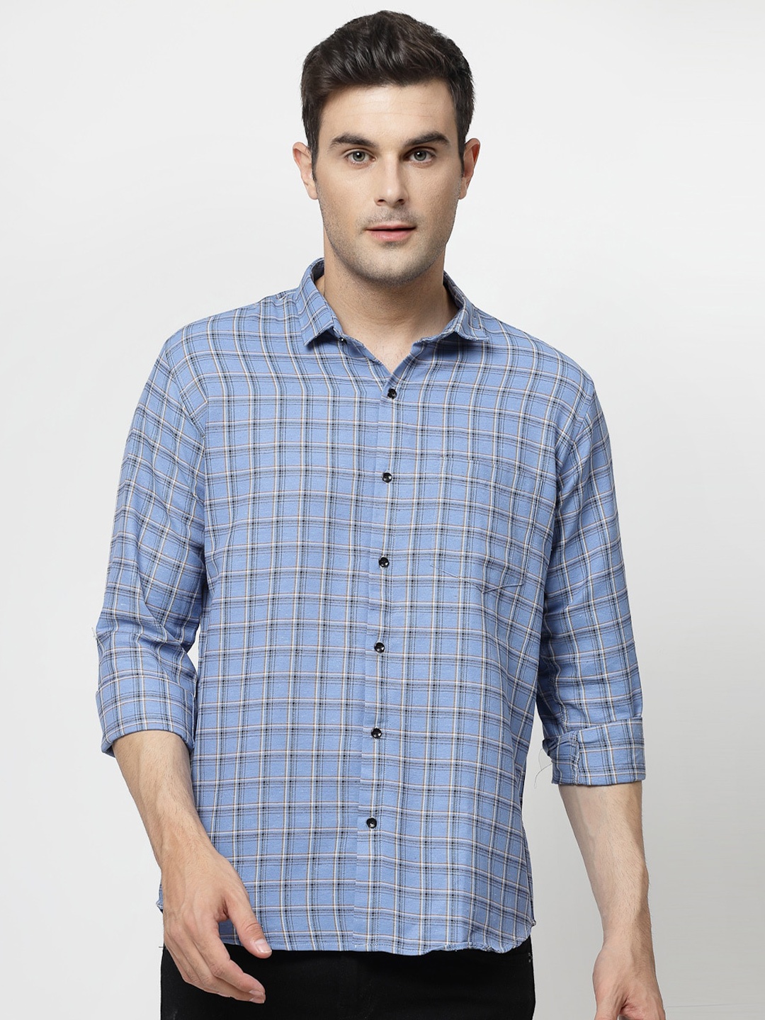 

ADWYN PETER Regular Fit Tartan Checked Casual Shirt, Blue