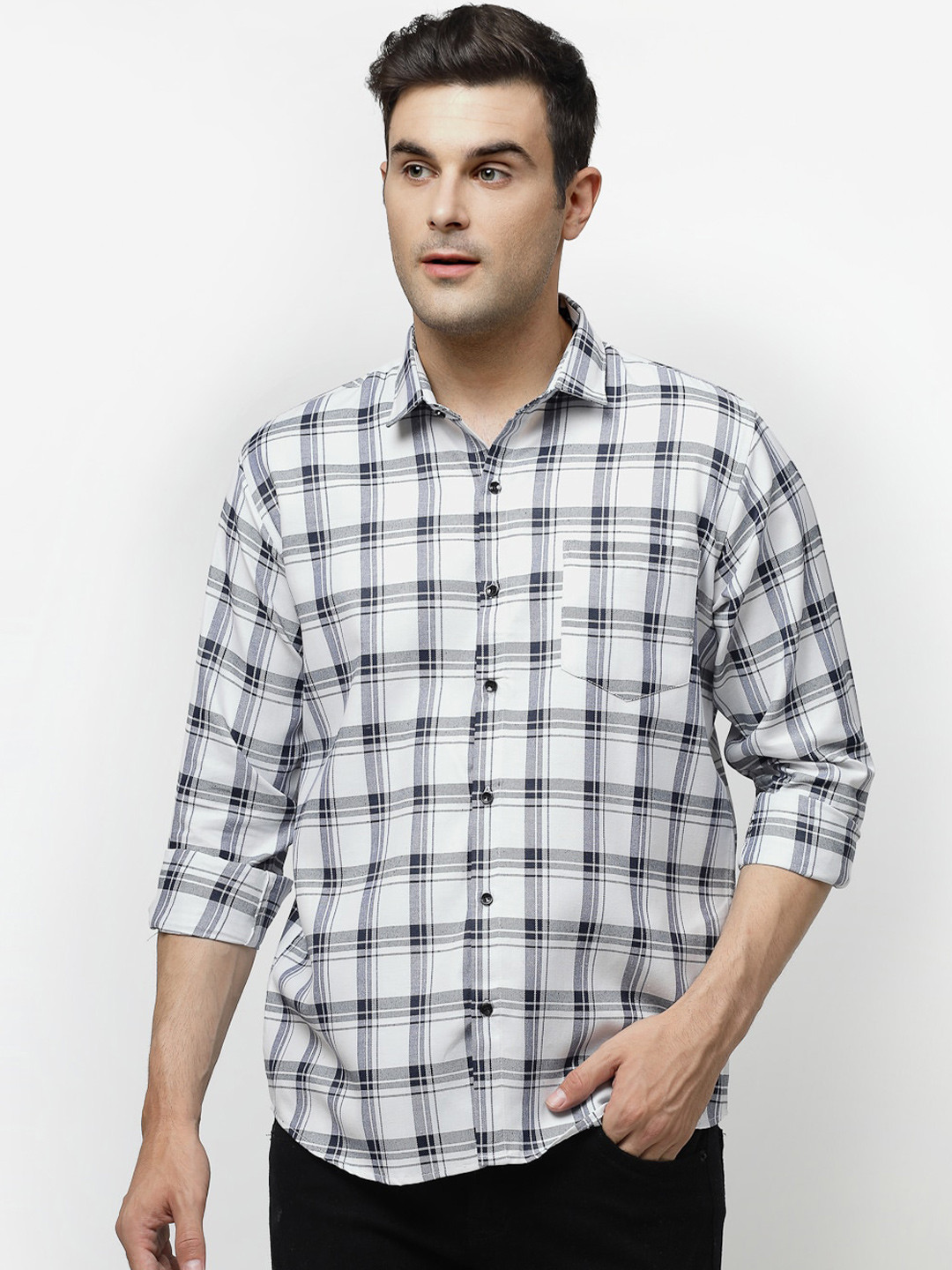 

ADWYN PETER Tartan Checked Casual Shirt, White