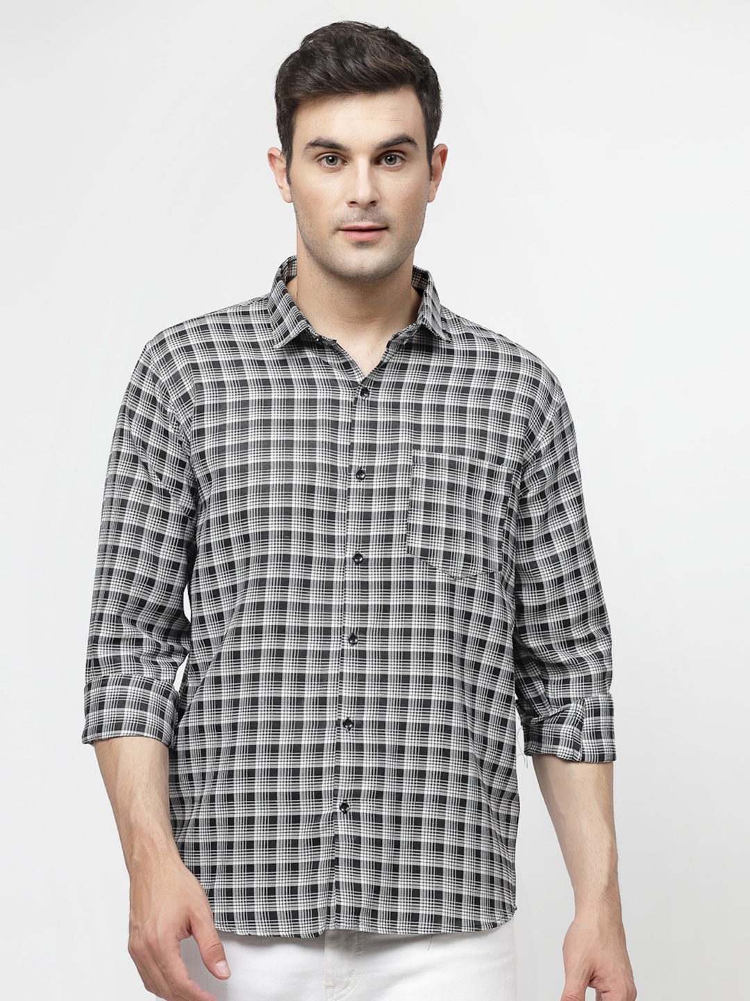 

ADWYN PETER Tartan Checked Casual Shirt, Black