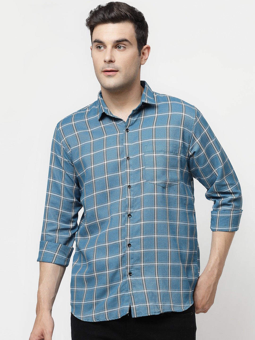 

ADWYN PETER Tartan Checked Casual Shirt, Blue