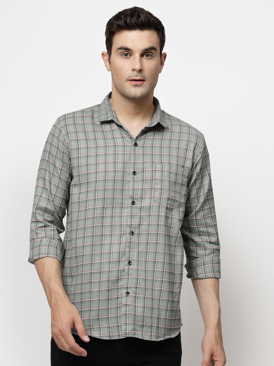 

ADWYN PETER Tartan Checked Casual Shirt, Green