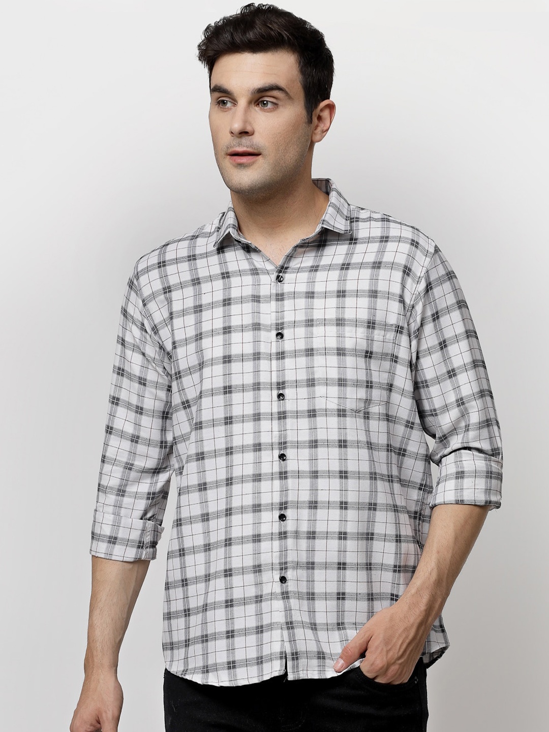 

ADWYN PETER Tartan Checks Casual Shirt, White
