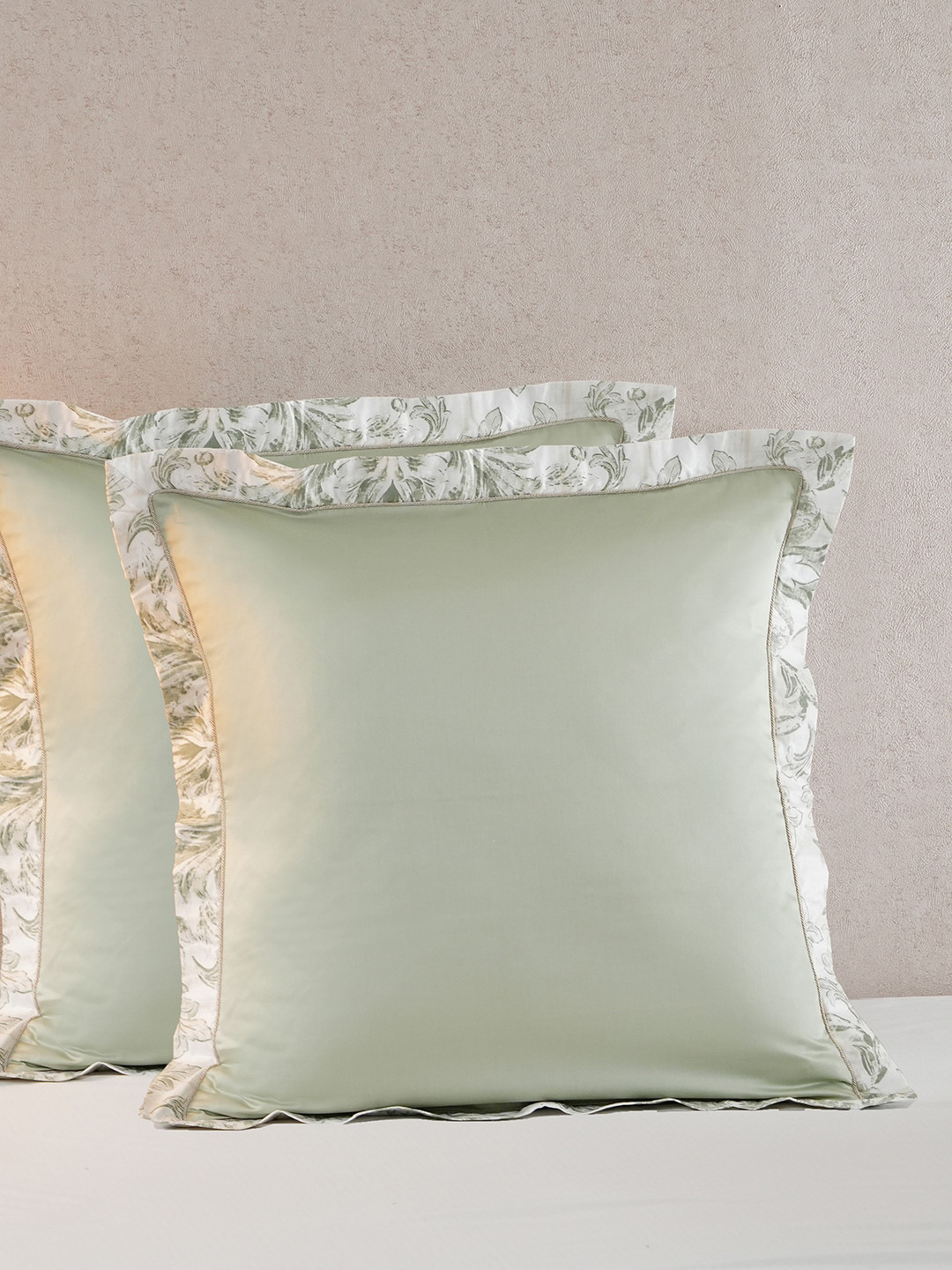 

MASPAR Tranquil Essence Green & White 2 Pieces 145 GSM Cotton Pillow Covers