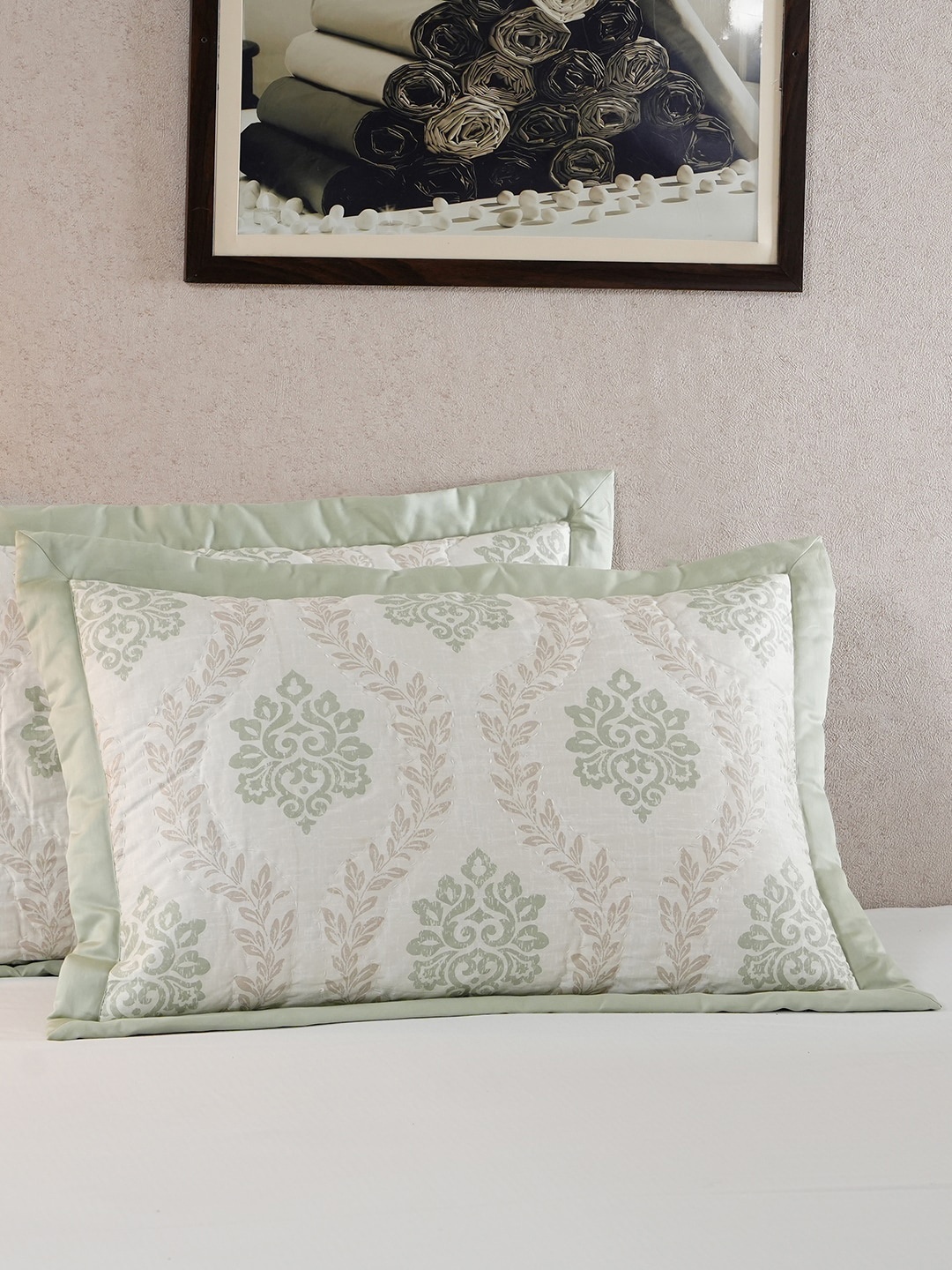 

MASPAR Tranquil Essence Lawn Leaflet Green 2 Pcs Printed 145 GSM Cotton Pillow Sham