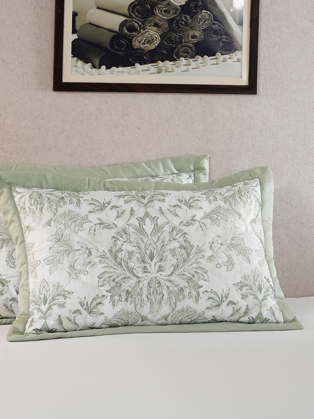 

MASPAR Tranquil Essence Napery Classic Green 2 Pcs Printed 145 GSM Cotton Pillow Sham