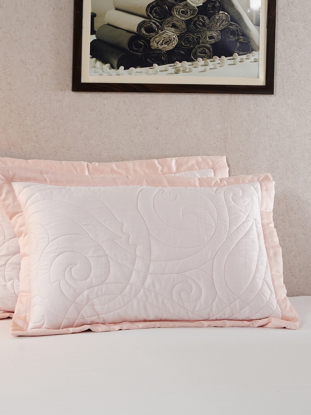 

MASPAR Tranquil Essence Peach Coloured 2 Pieces 145 GSM Cotton Pillow Sham