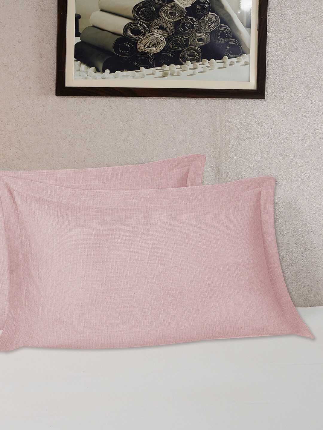 

MASPAR Vintage Tranquil Essence Burb Slub Peach Colour 2 Pcs 145 GSM Pillow Sham, Pink