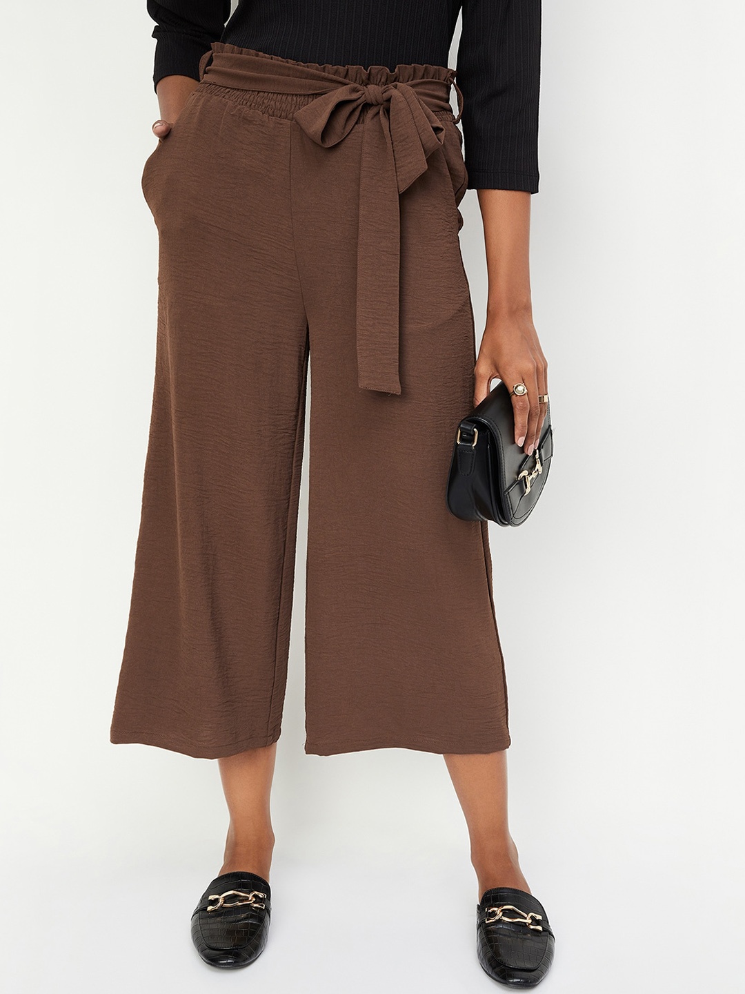 

max Women Mid-Rise Culottes Trousers, Brown