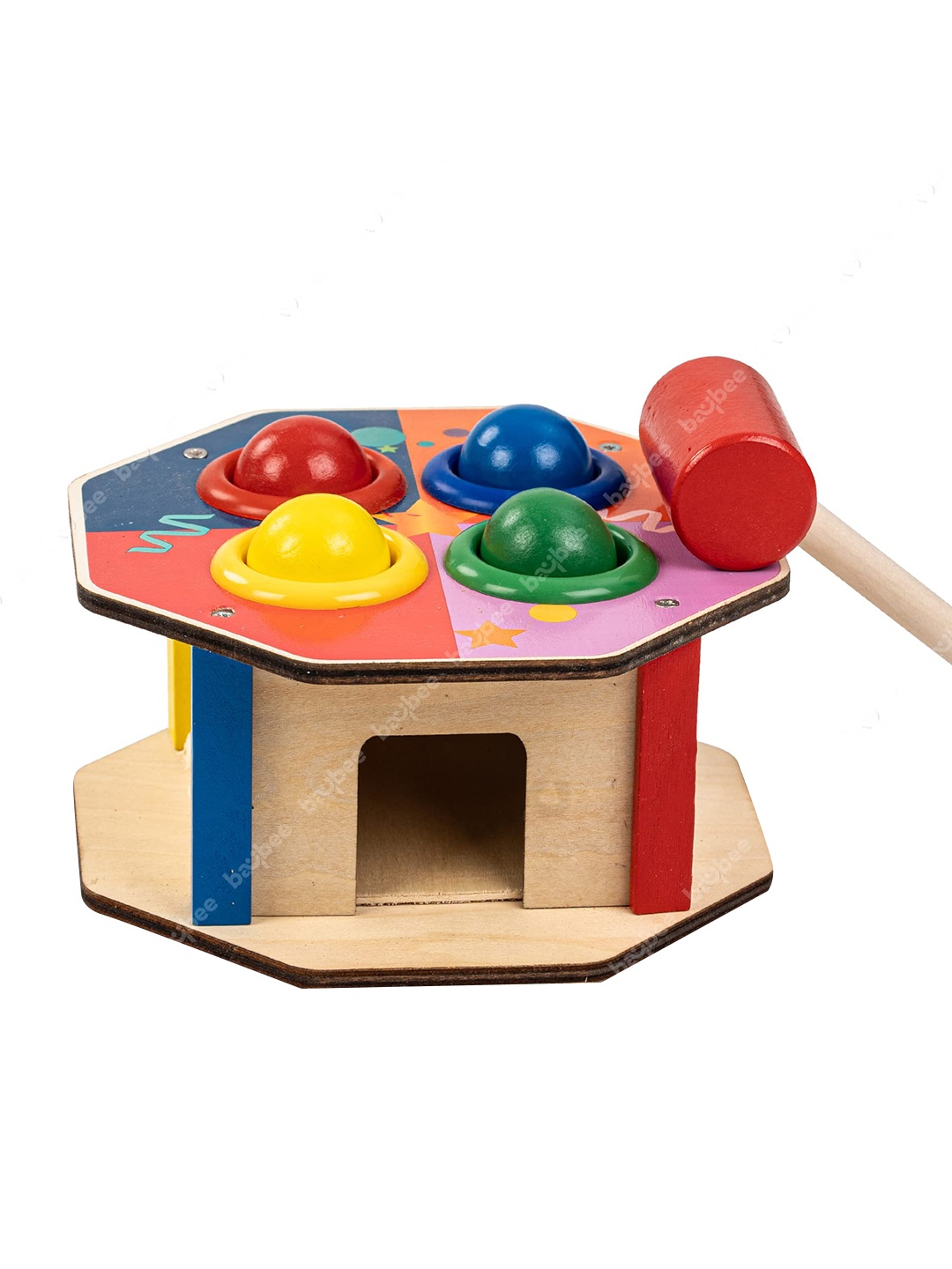 

BAYBEE Wooden Hammer Ball Knock Pounding Bench With Box Case, Beige