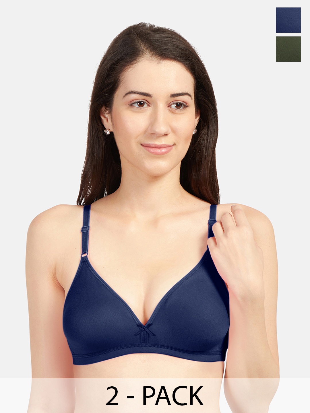 

Sonari Pack Of 2 Medium Coverage Non Padded Everyday Bra- All Day Comfort, Navy blue