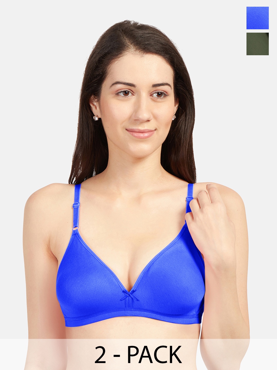 

Sonari Pack Of 2 Medium Coverage Non Padded Everyday Bra- All Day Comfort, Blue