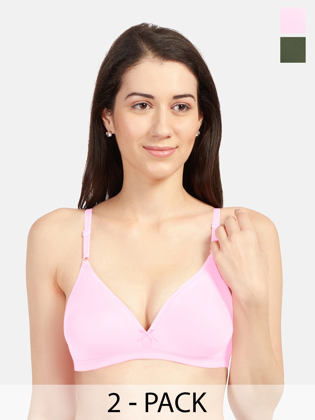 

Sonari Pack Of 2 Medium Coverage Non Padded Everyday Bra- All Day Comfort, Pink