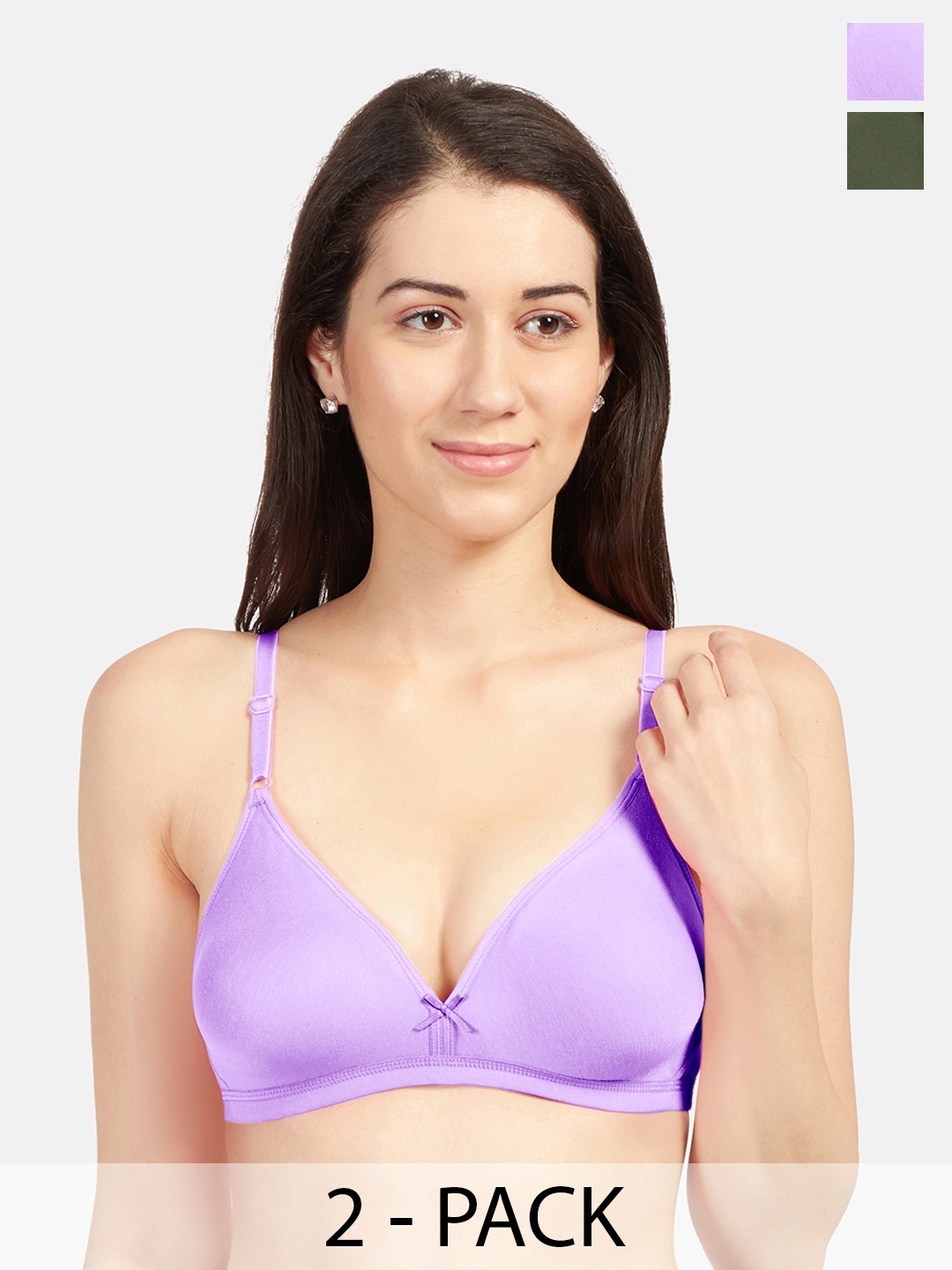 

Sonari Pack Of 2 Medium Coverage Non Padded Everyday Bra- All Day Comfort, Lavender