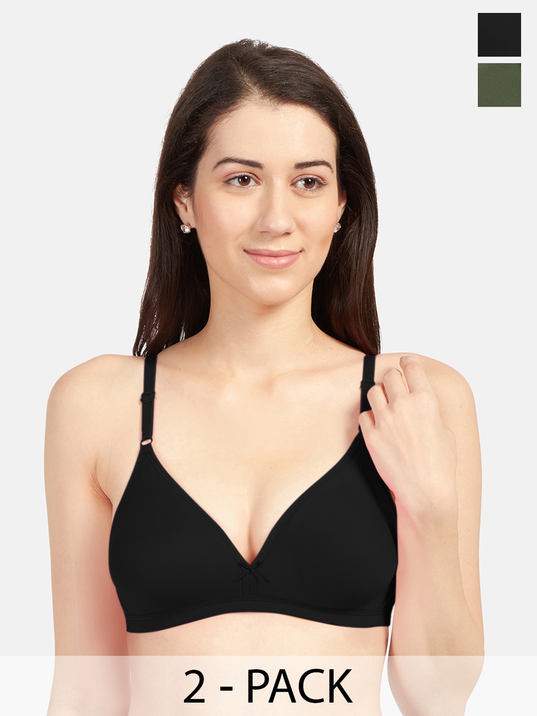 

Sonari Pack Of 2 Medium Coverage Non Padded Everyday Bra- All Day Comfort, Black