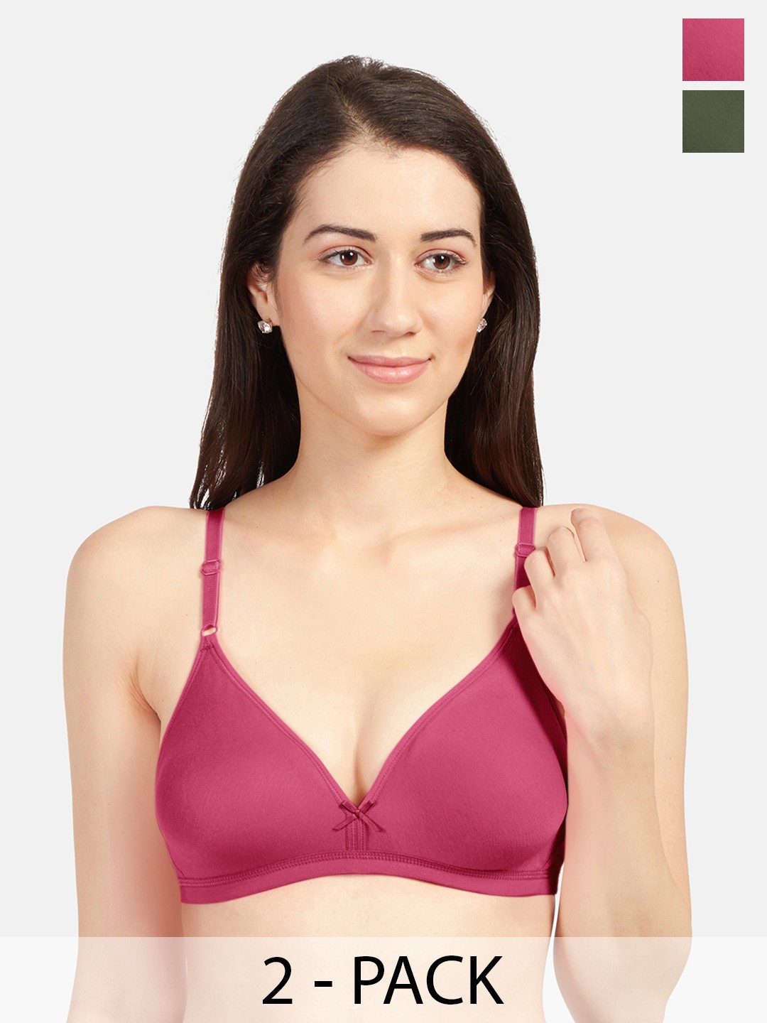 

Sonari Pack Of 2 Medium Coverage Non Padded Everyday Bra- All Day Comfort, Pink