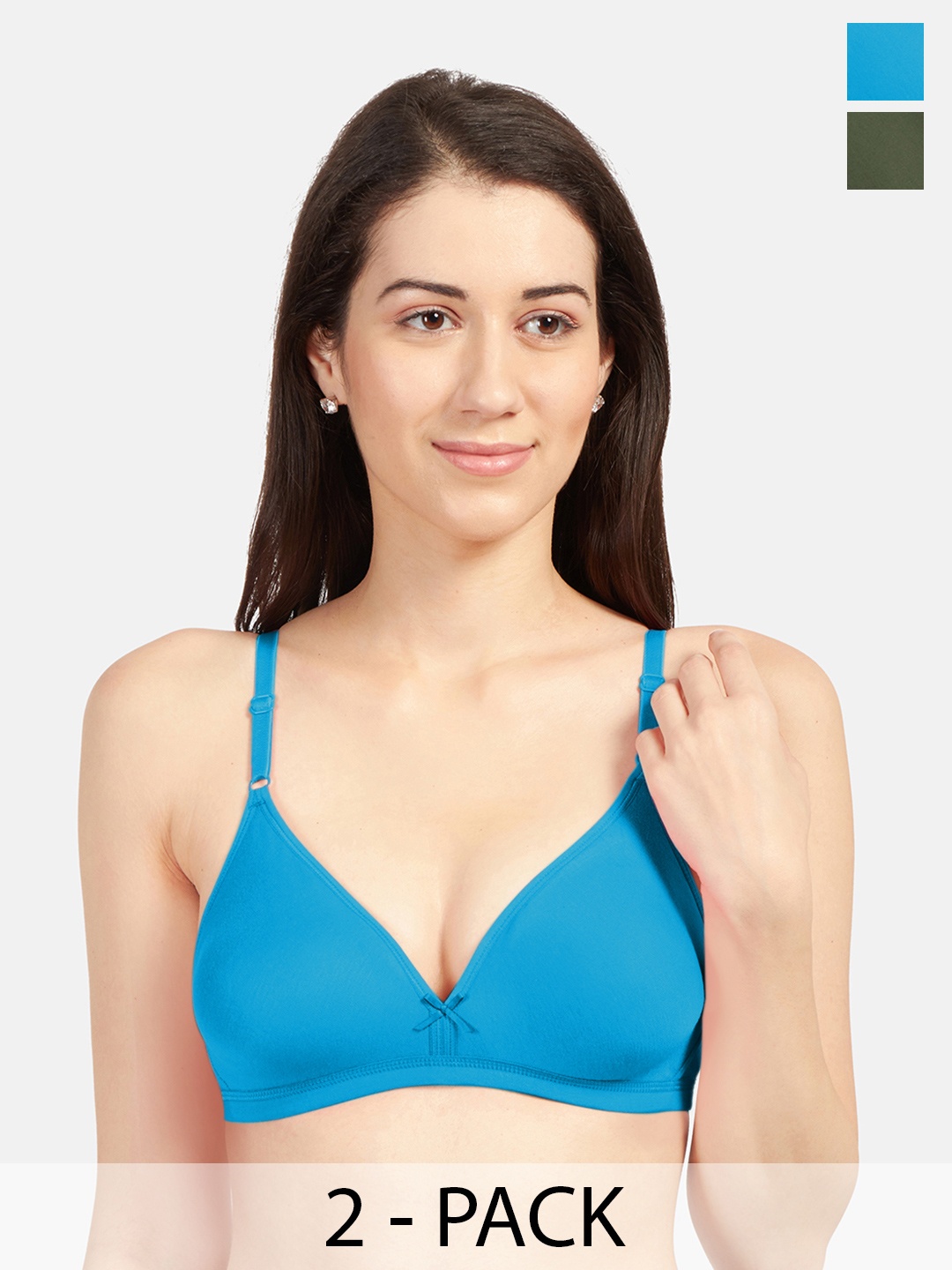 

Sonari Pack Of 2 Medium Coverage Non Padded Everyday Bra- All Day Comfort, Blue