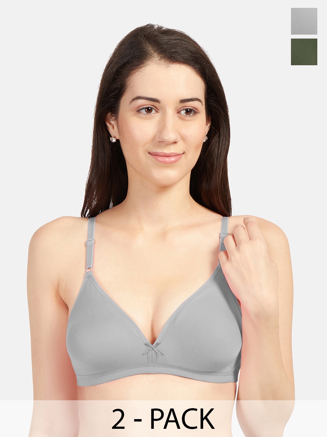 

Sonari Pack Of 2 Medium Coverage Non Padded Everyday Bra- All Day Comfort, Grey