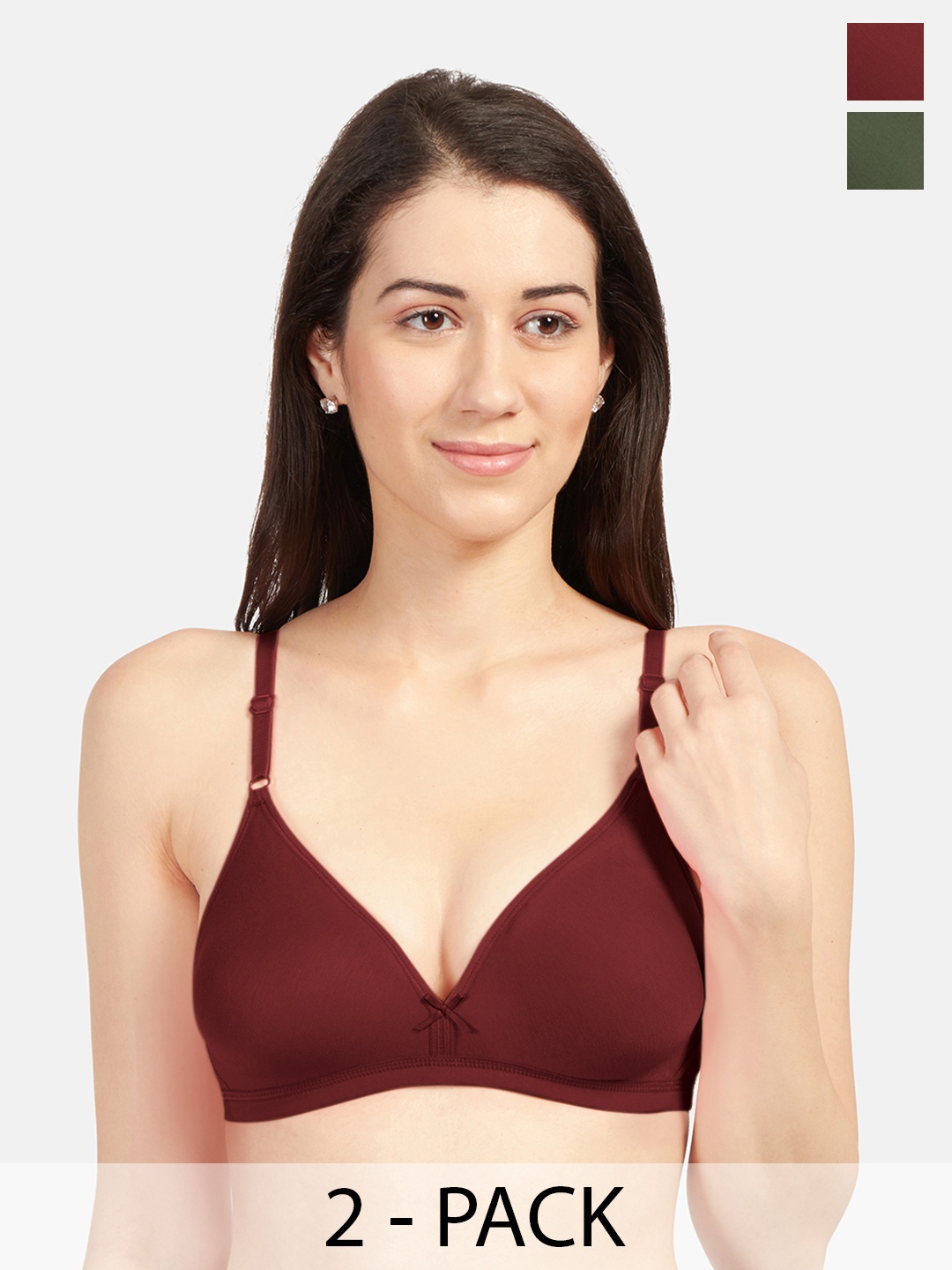 

Sonari Pack Of 2 Everyday Medium Coverage Non Padded Bras With All Day Comfort, Maroon