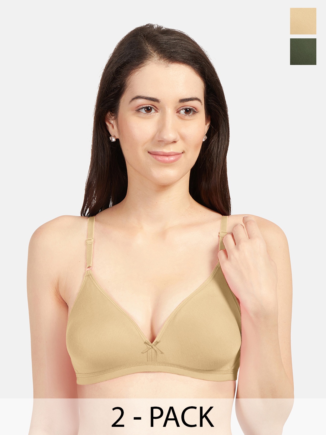 

Sonari Pack Of 2 Everyday Medium Coverage Non Padded Bras With All Day Comfort, Nude