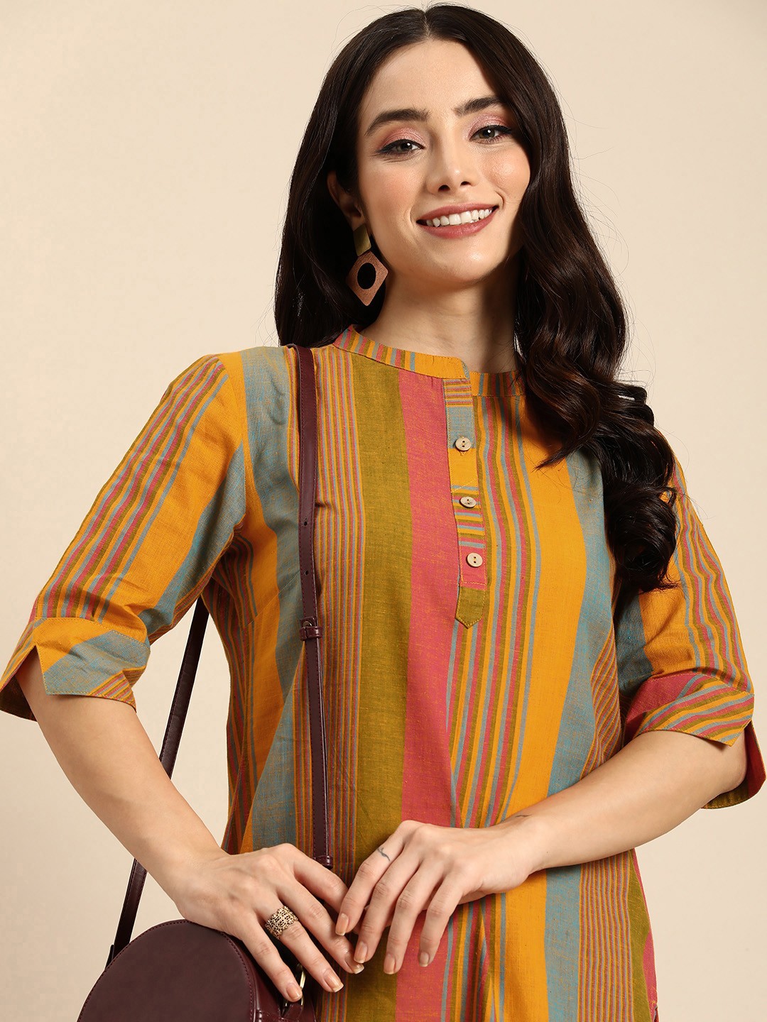 

Anouk Women Striped Cotton Kurta, Multi
