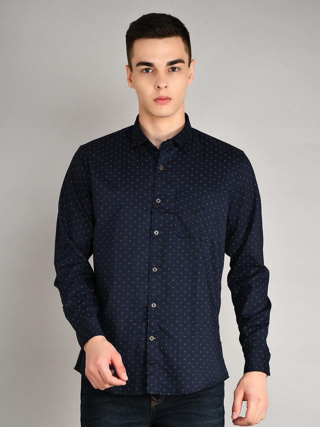 

TIM PARIS Standard Micro And Ditsy Printed Casual Shirt, Navy blue