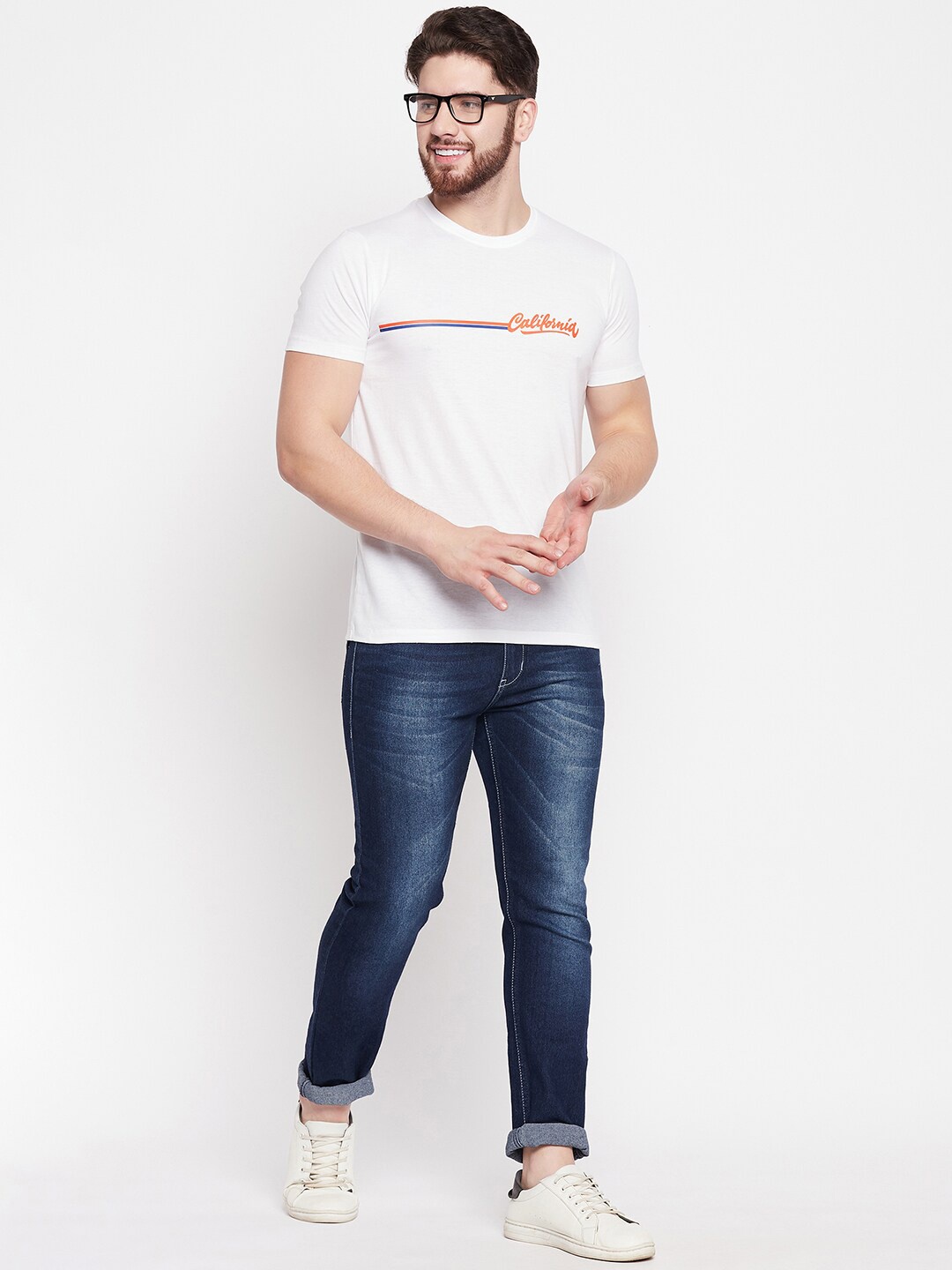 

Mast & Harbour White Typography Printed Pure Cotton T-shirt