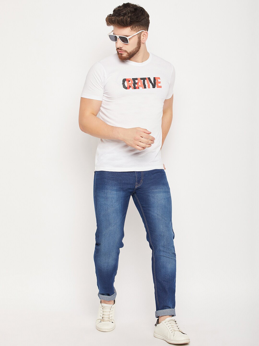 

Mast & Harbour White Typography Printed Pure Cotton T-shirt