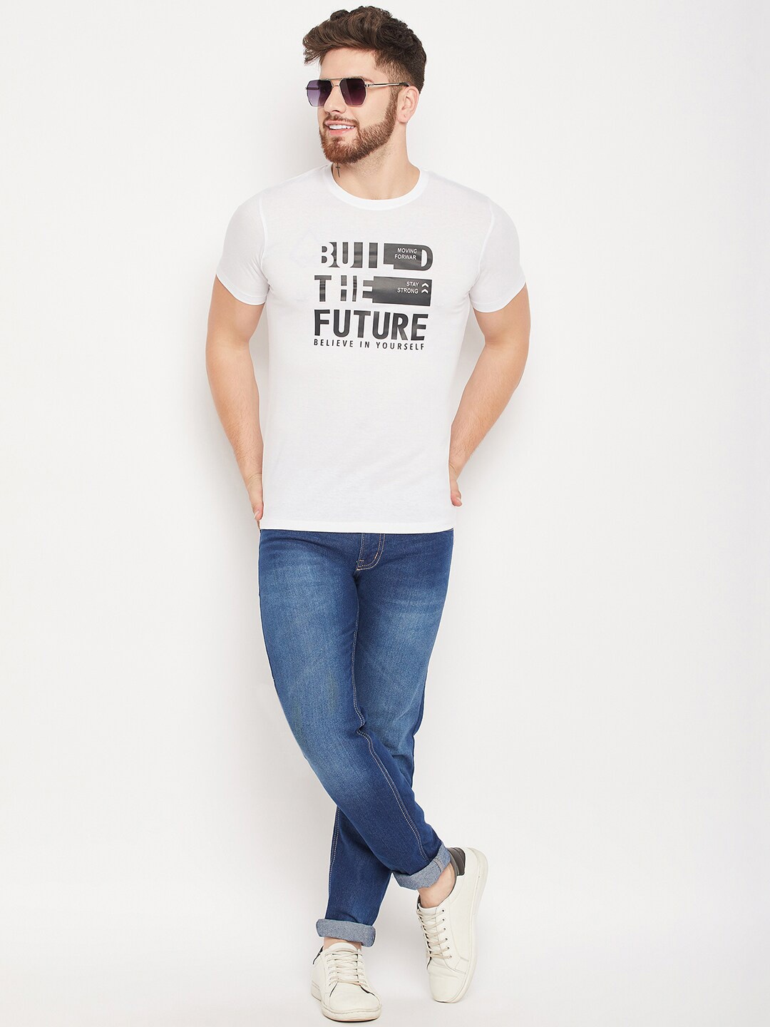 

Mast & Harbour White Typography Printed Pure Cotton T-shirt