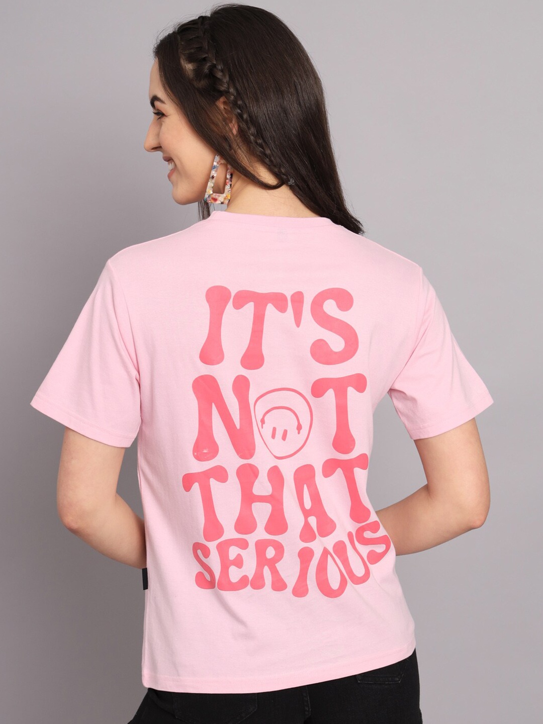 

The Dry State Pink Typography Printed Oversize Cotton T-shirt