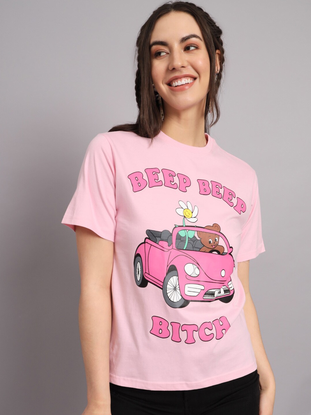 

The Dry State Graphic Printed Oversized Cotton T-shirt, Pink