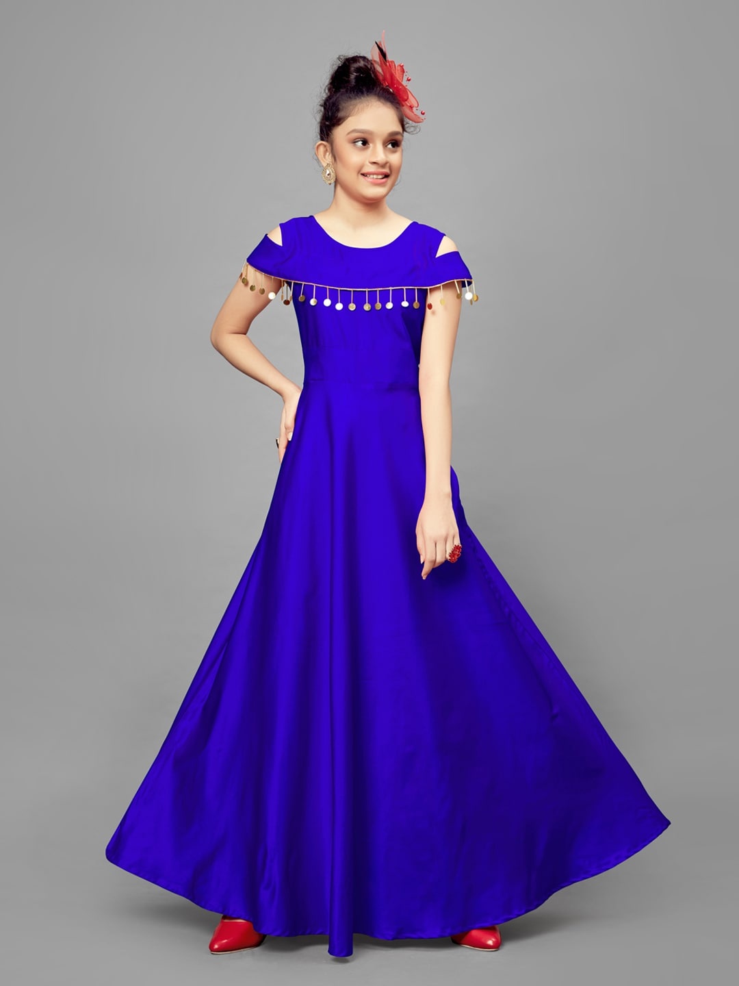 

FASHION DREAM Cold Shoulder Embellished Maxi Dress, Blue