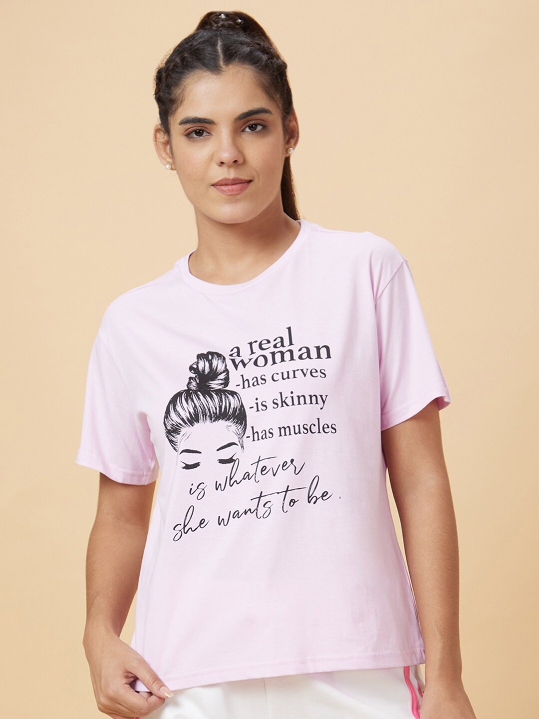 

Globus Lavender Typography Printed Pure Cotton T-shirt