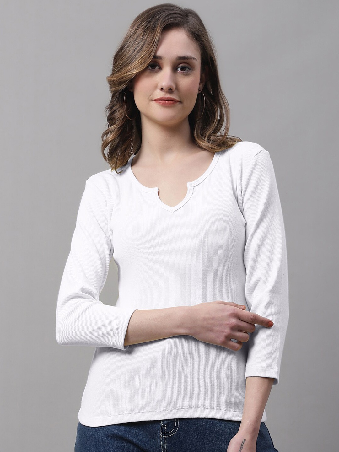 

FBAR Round Neck Cotton Top, White