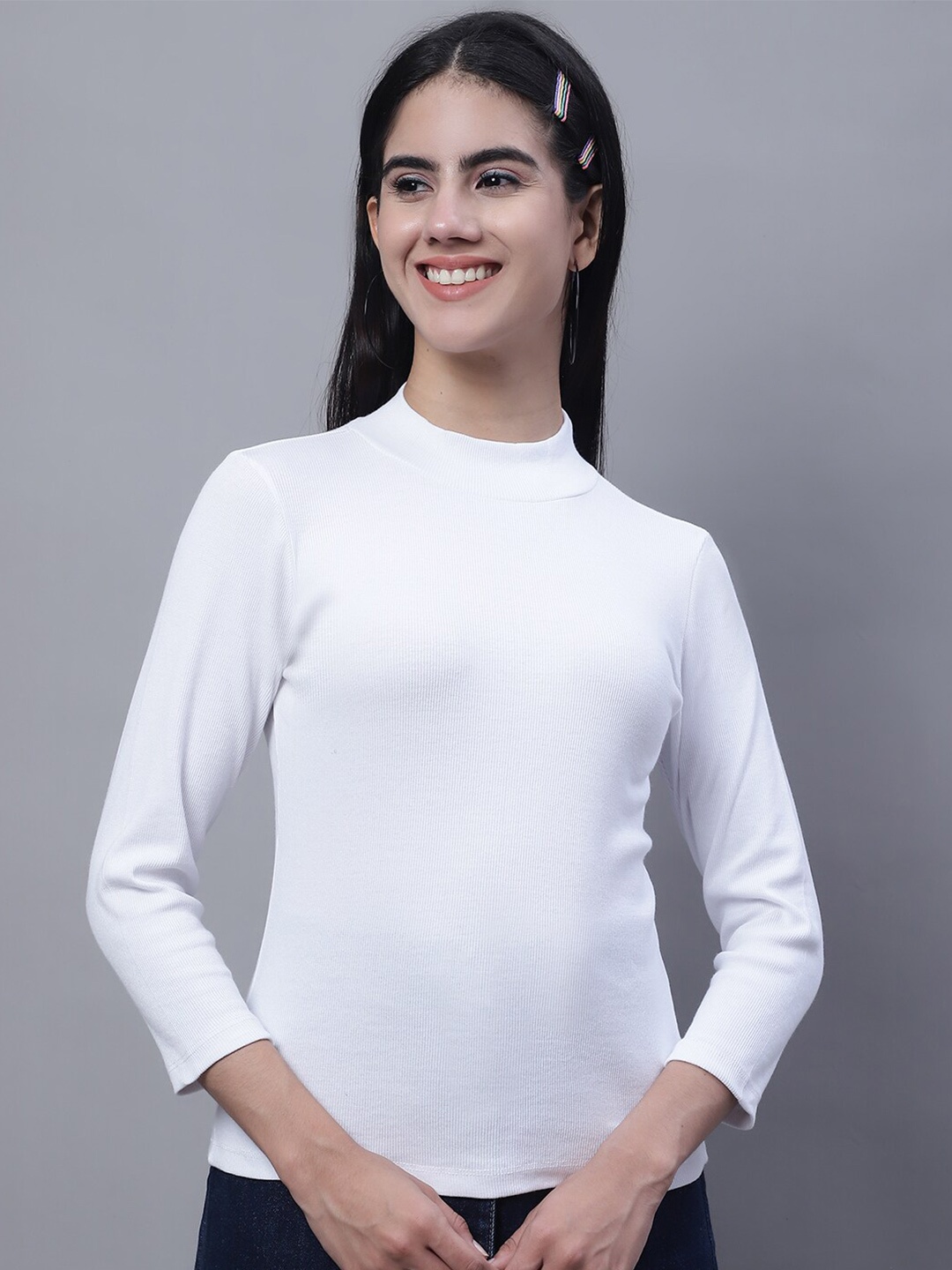 

FBAR High Neck Cotton Fitted Top, White