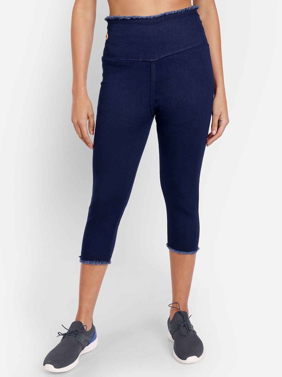 

BAESD Women High-Rise Cotton Capris, Blue