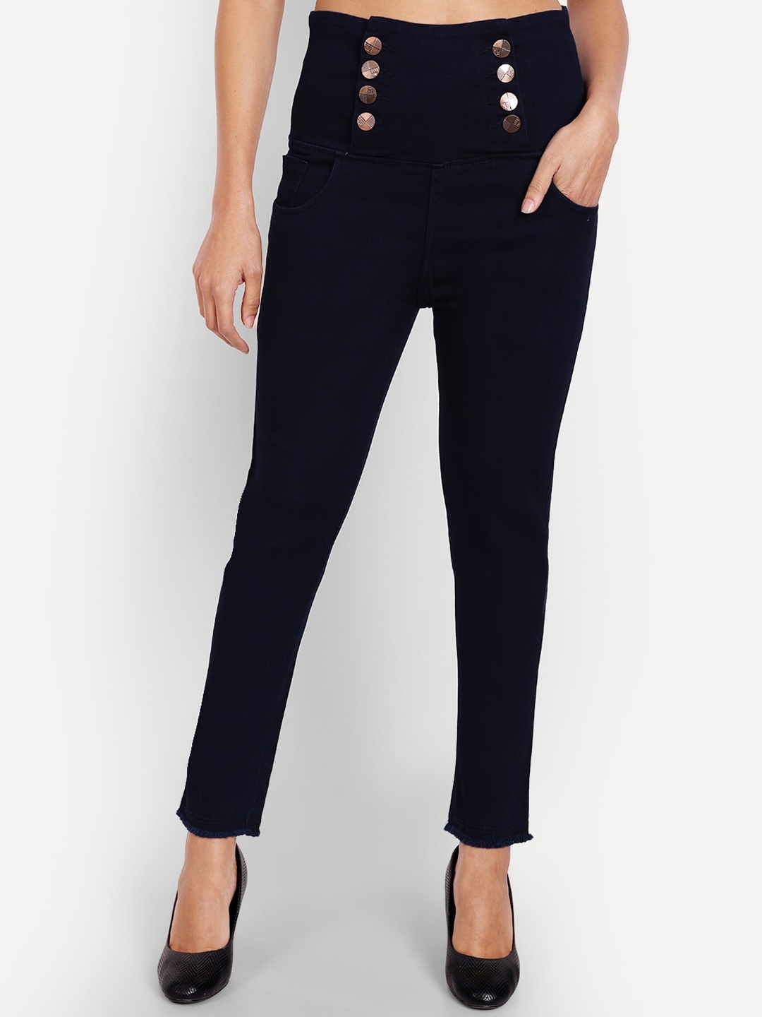 

BAESD Women Jean High-Rise Cotton Jeans, Navy blue