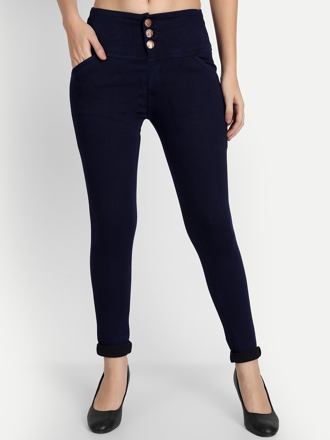 

BAESD Women Jean High-Rise Stretchable Jeans, Navy blue