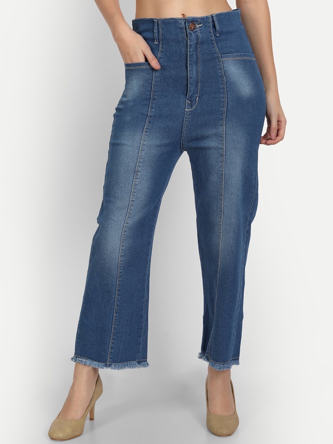 

BAESD Women Jean Relaxed Fit Mid-Rise Light Fade Cotton Jeans, Blue