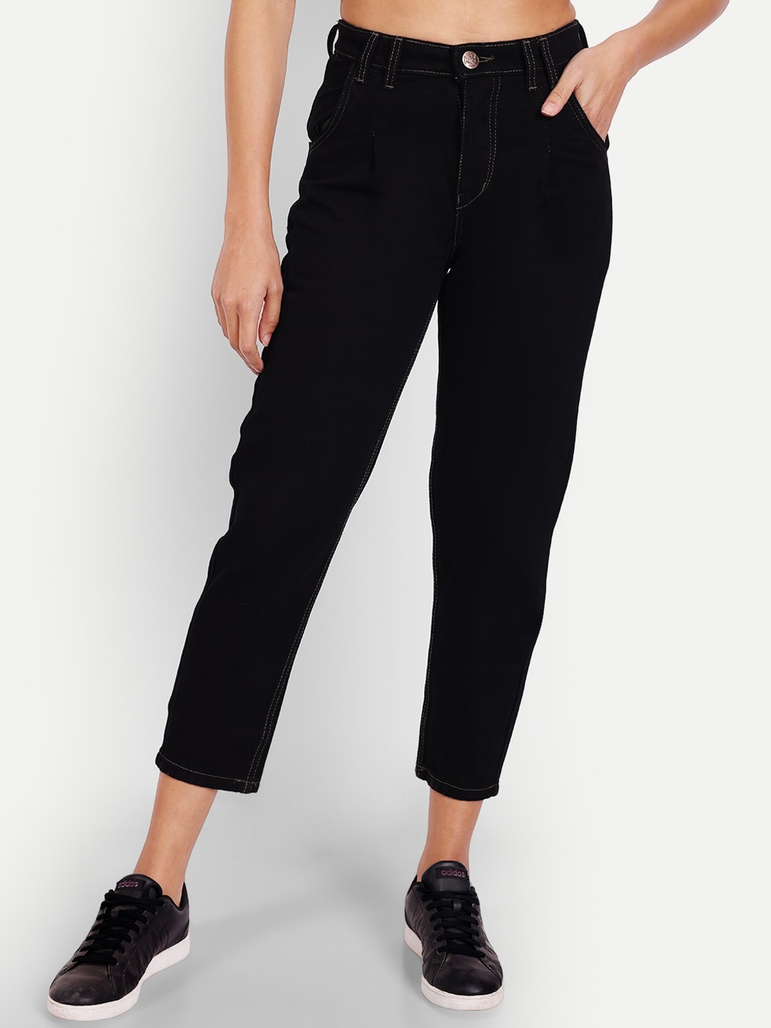 

BAESD Women Jean Straight Fit Mid-Rise Cotton Jeans, Black