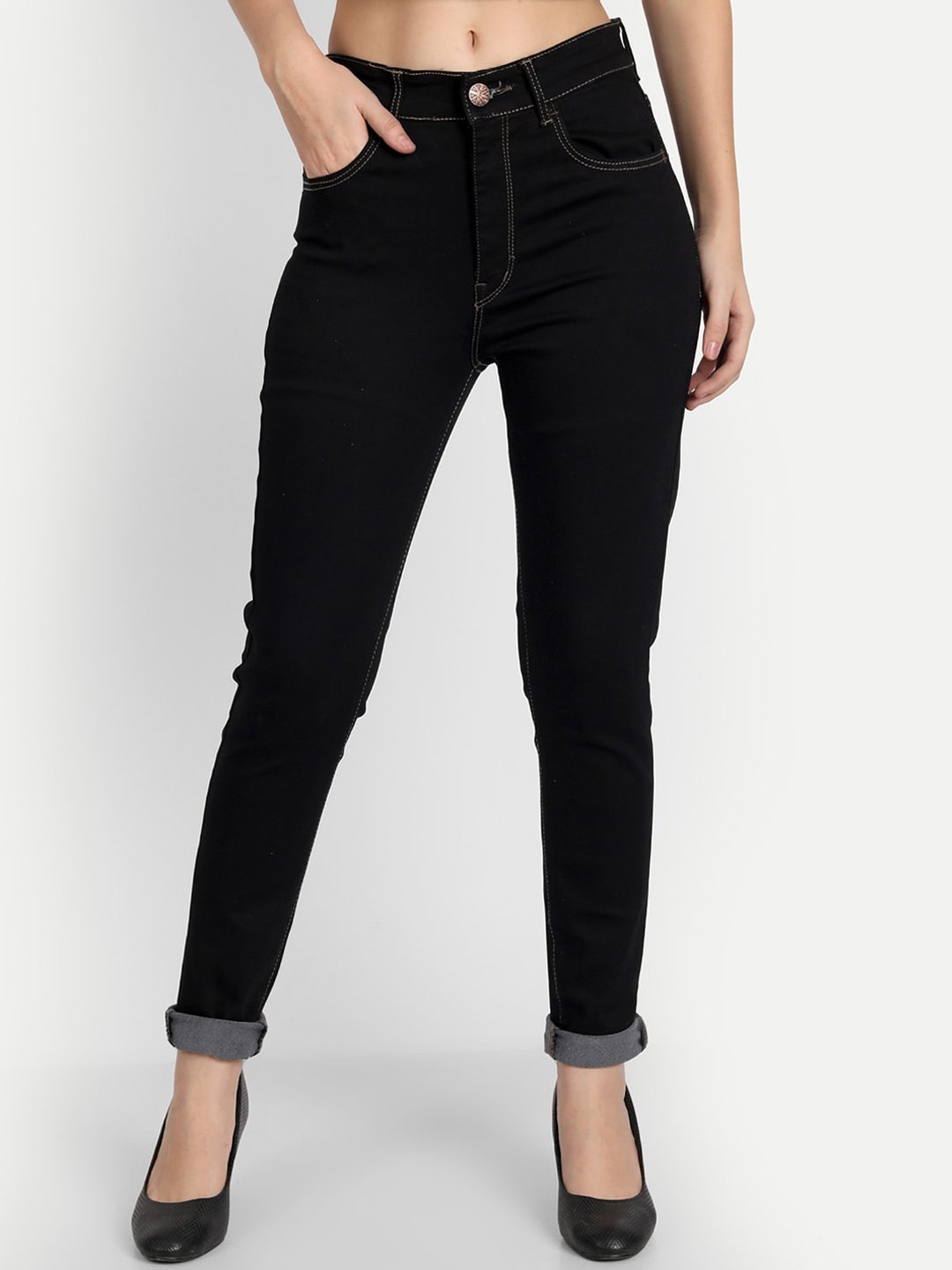 

BAESD Women Jean Skinny Fit Mid-Rise Cotton Jeans, Black