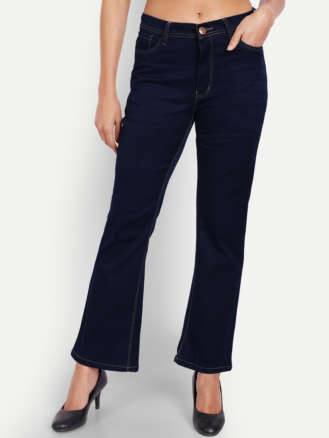 

BAESD Women Jean Bootcut High-Rise Stretchable Jeans, Blue