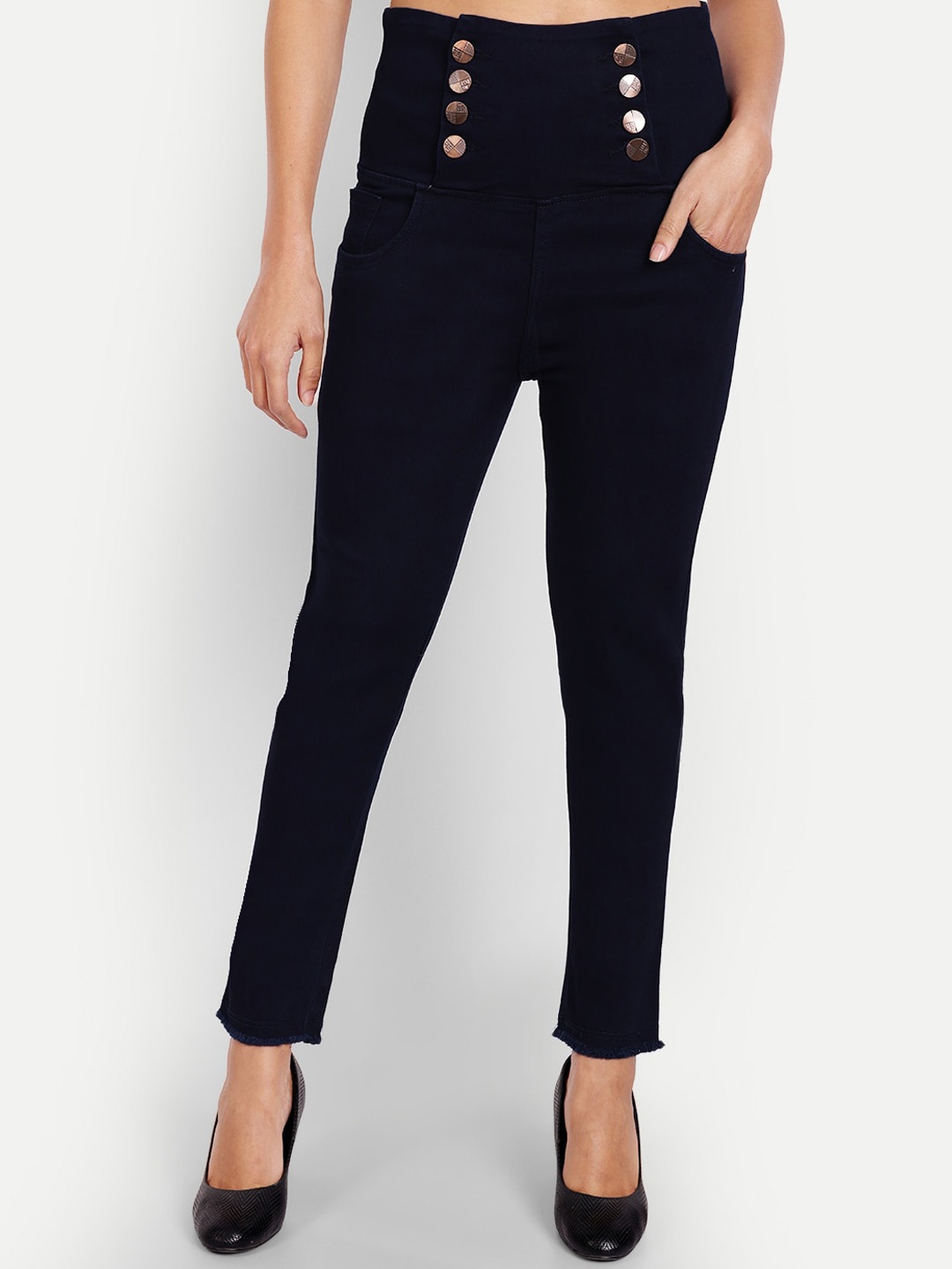

AngelFab Women Slim Fit Mid-Rise Stretchable Jeans, Navy blue