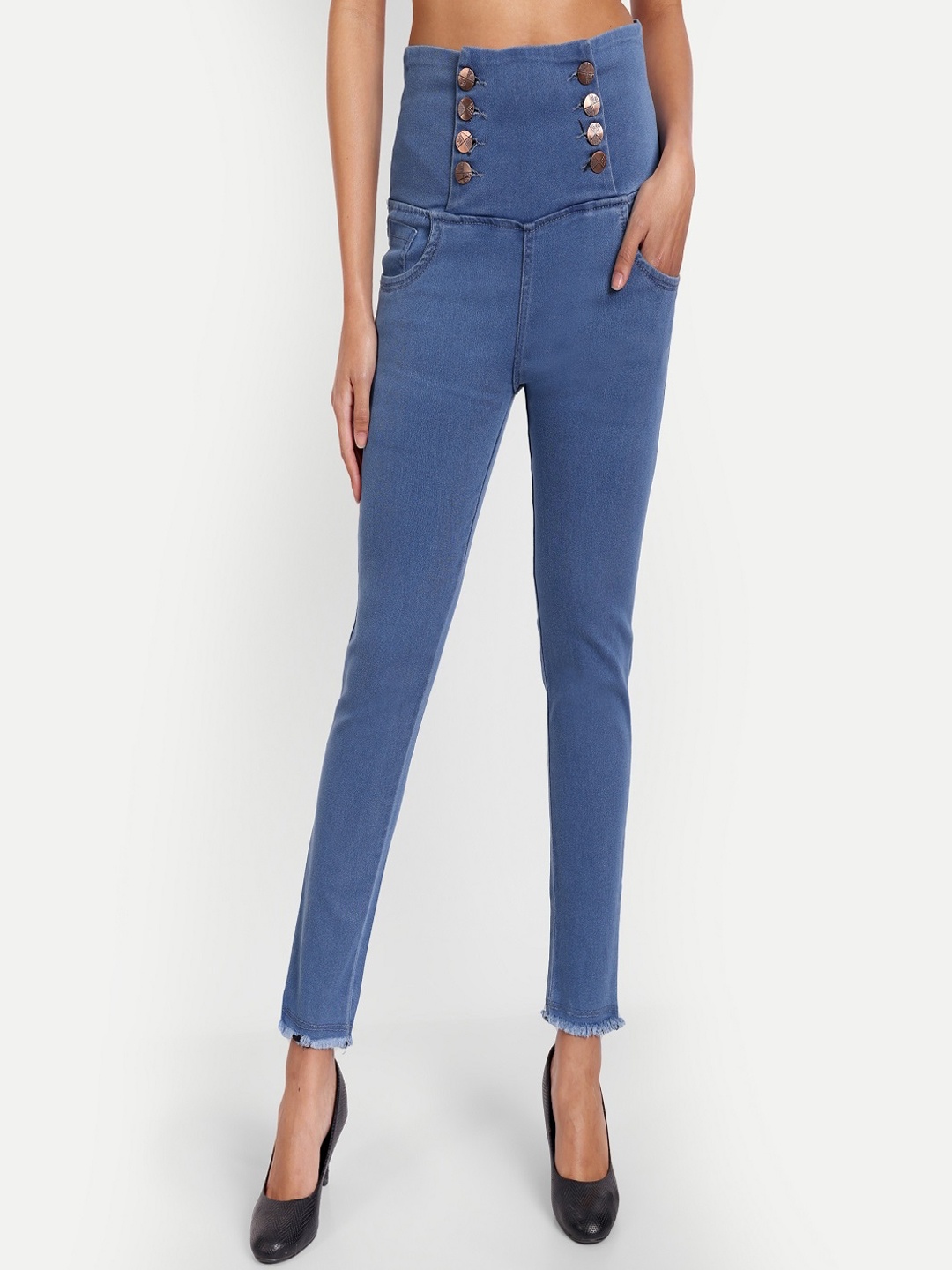

AngelFab Women Slim Fit Mid-Rise Stretchable Jeans, Blue