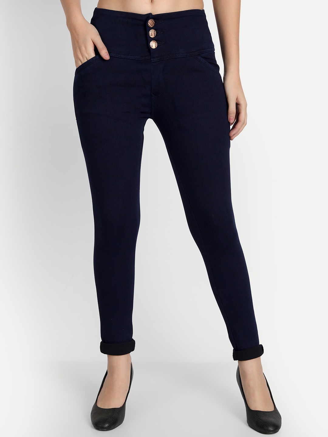 

AngelFab Women Slim Fit Mid-Rise Stretchable Jeans, Navy blue