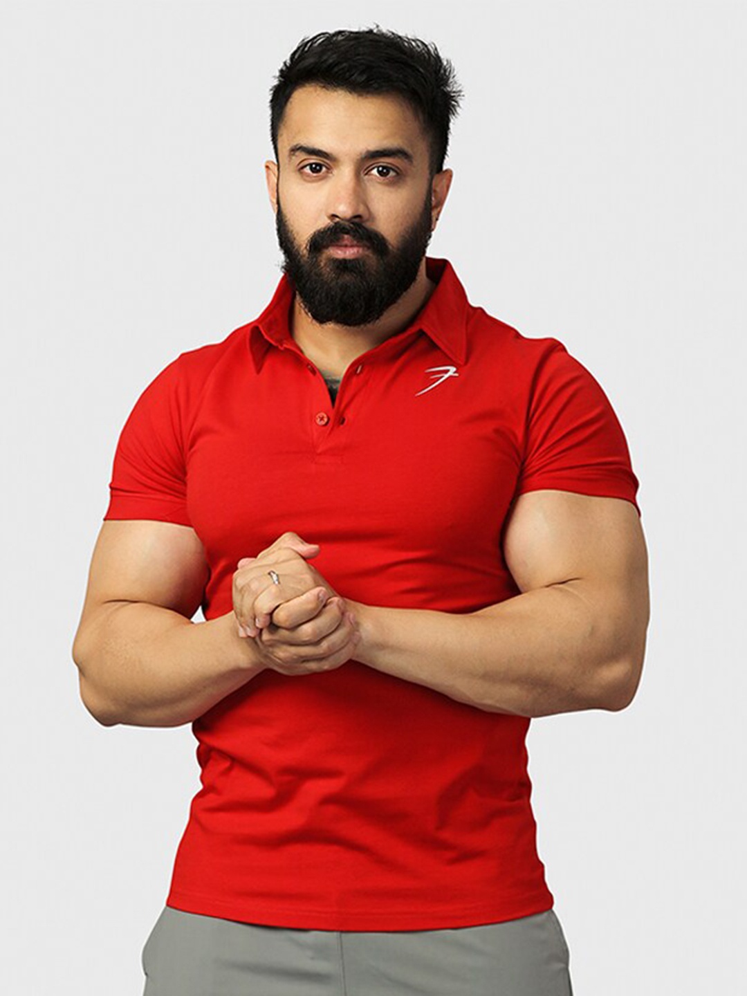 

FUAARK Half Sleeve Anti Odour Slim Fit Polo T-shirt, Red