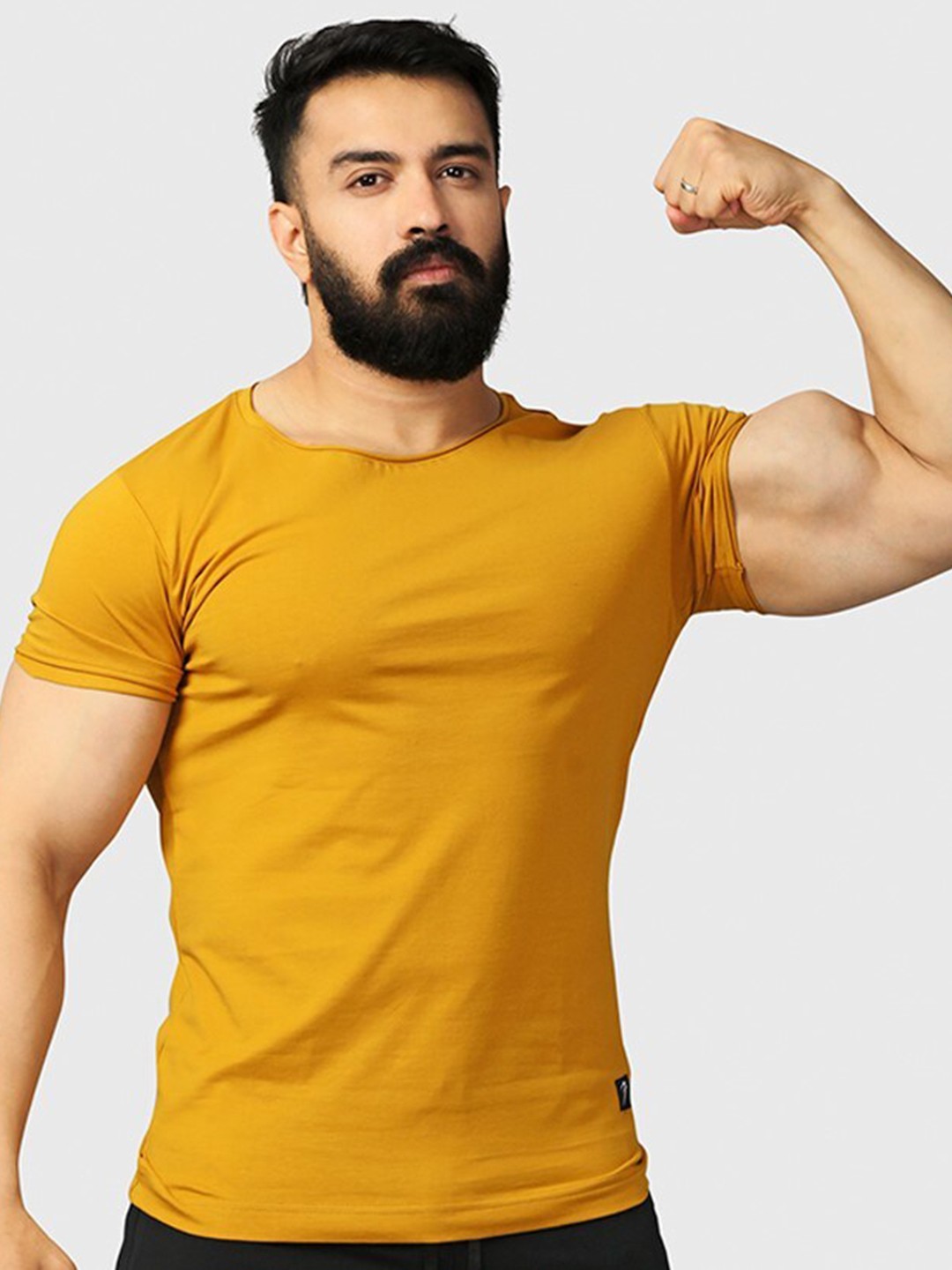 

FUAARK Round Neck Anti Odour Slim Fit T-shirt, Mustard