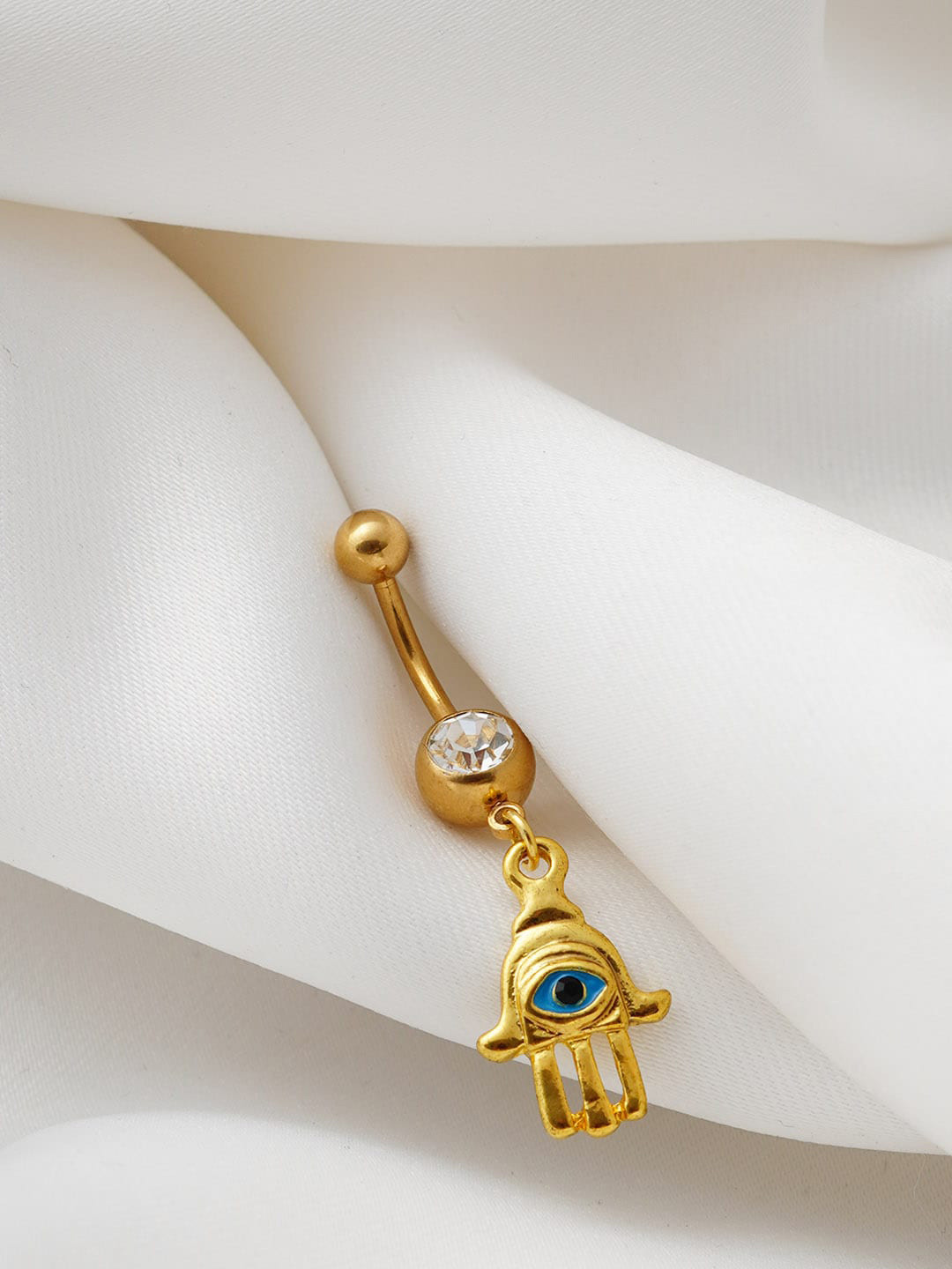 

Ferosh Gold-Plated Hamsa Hand Charm Belly Button Ring